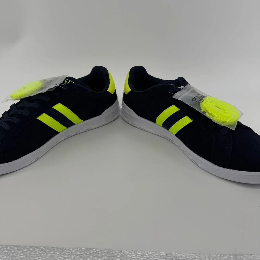 NEW Polo Ralph Lauren Heritage Court II Sneakers Sz 13 Navy Yellow Suede Low Top